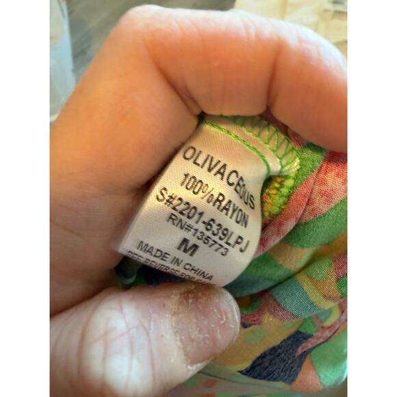 Oliviaceous Women's Medium Multicolor Tropical Print Elastic Waist Pocket Pants - Picture 7 of 10